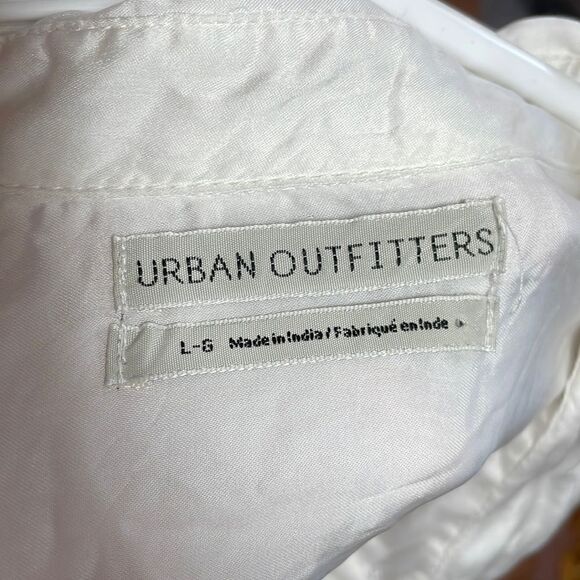 Urban Outfitters White Top, Blouse, Drawstring Waist, Long Sleeve Shirt, Large - Picture 5 of 7